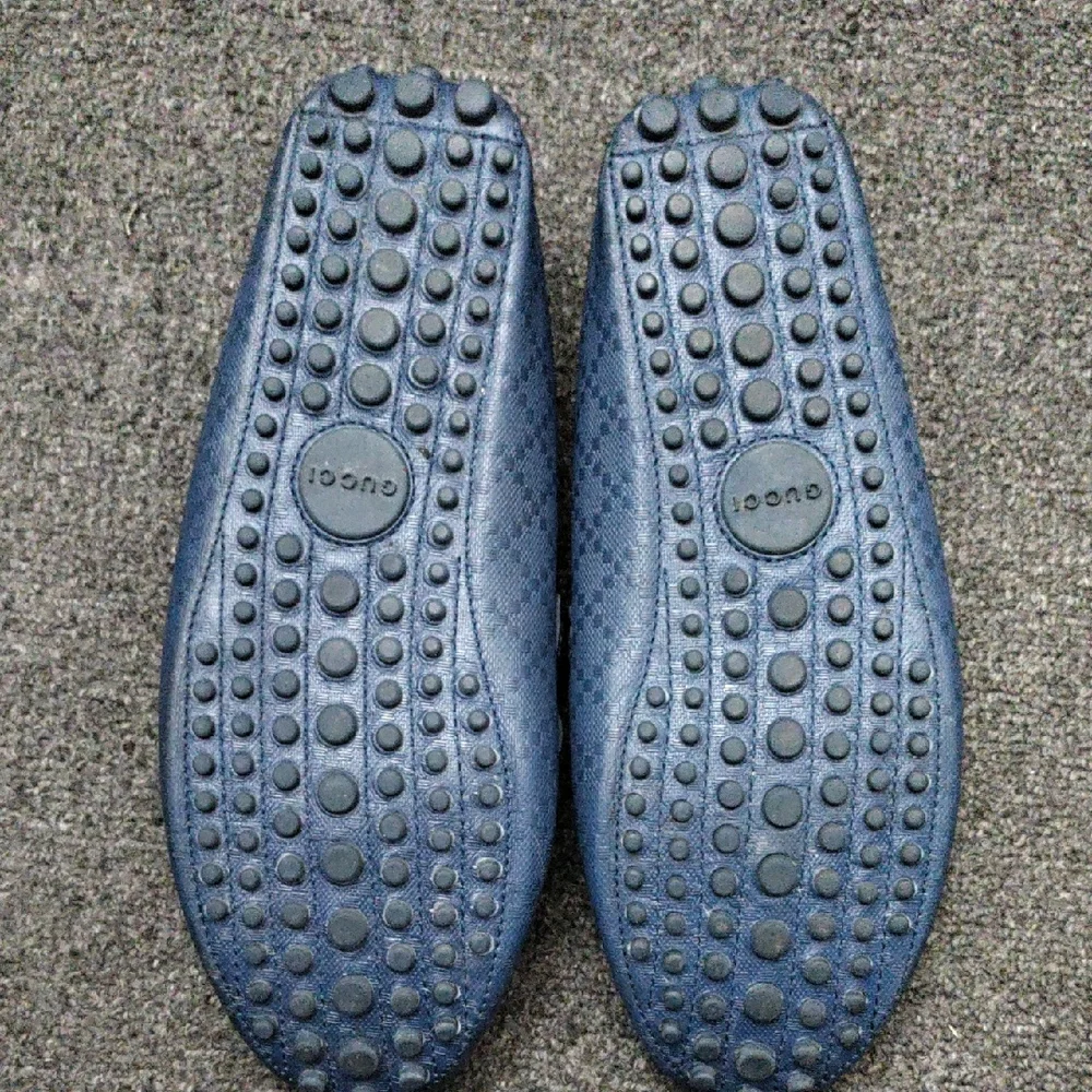 Gucci Men's Classic Blue Leather Driving Loafers